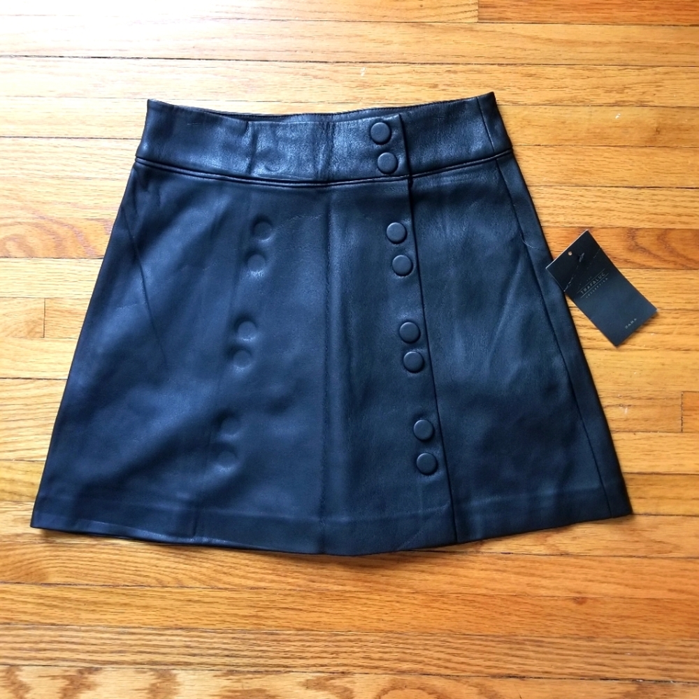 Black faux leather skirt Zara